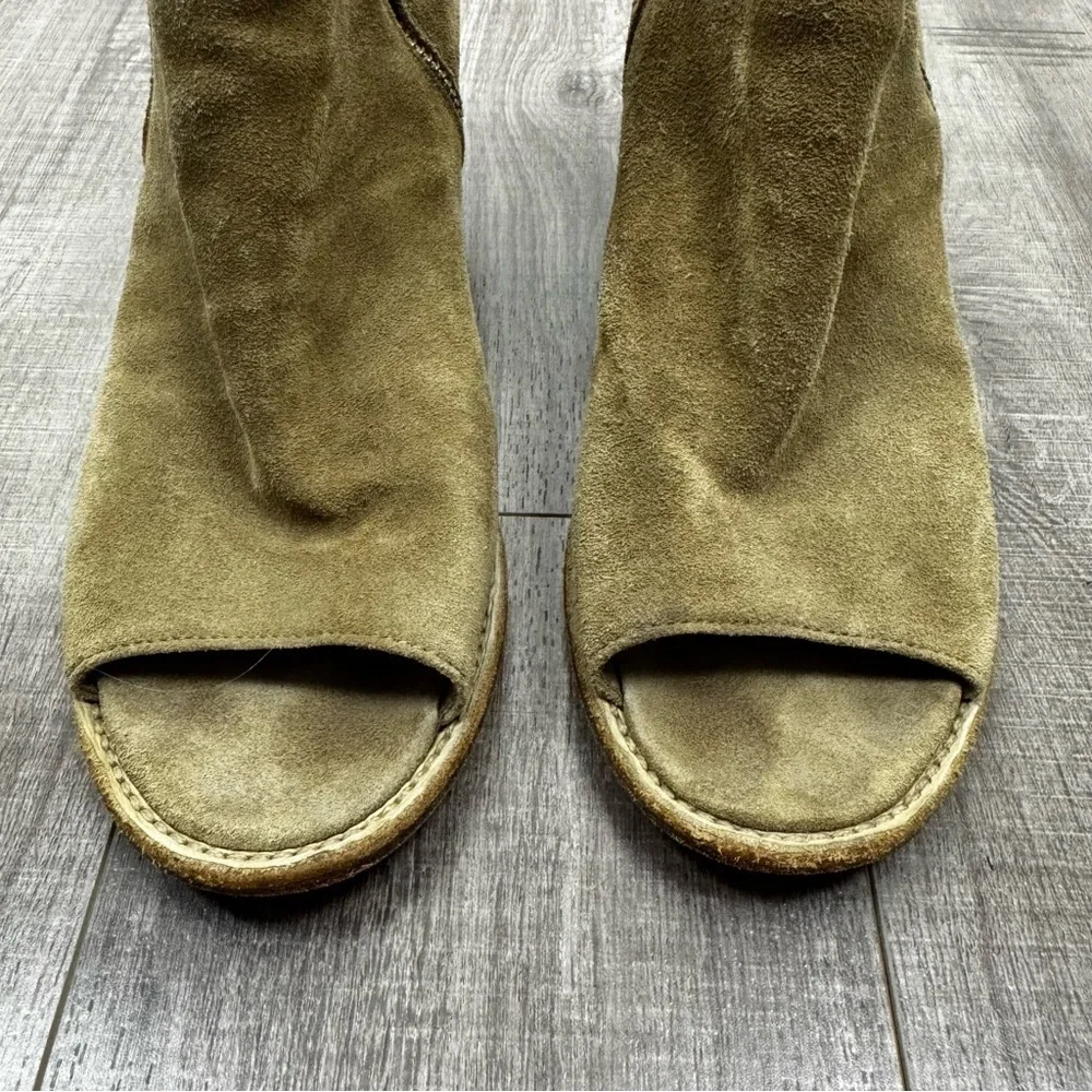 Officine Creative Beige Suede Peep Toe Boots Size 40 1/2 (10.5)